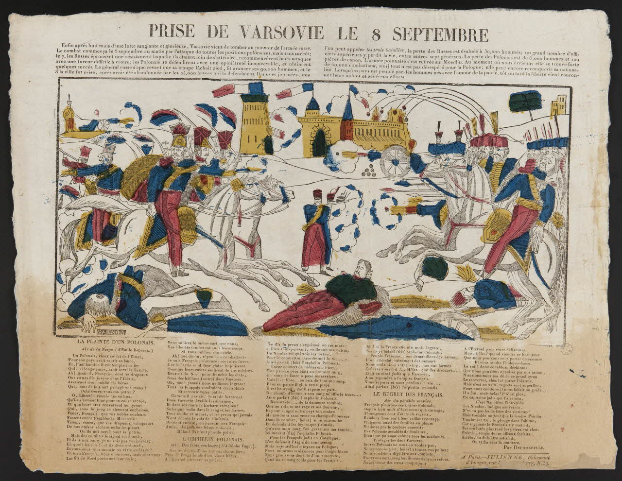 Garson ; Julienne imagerie ancienne PRISE DE VARSOVIE LE 8 SEPTEMBRE France 1830-1835 1995.14.40 Photo Mucem