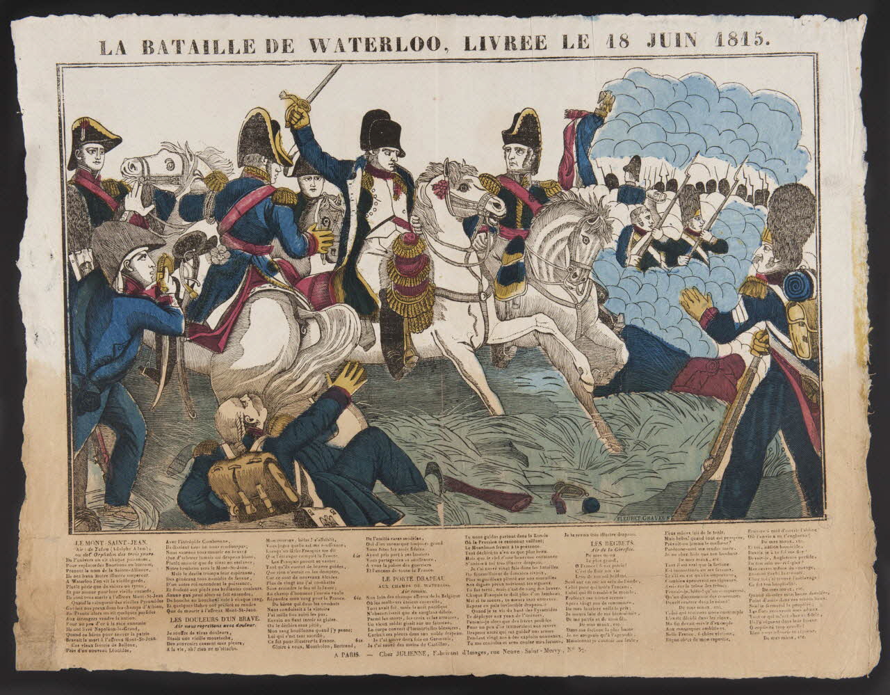Fleuret ; Julienne imagerie ancienne LA BATAILLE DE WATERLOO, LIVREE LE 18 JUIN 1815. Paris 1830-1835 1995.14.6 Photo