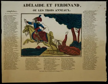 Garson ; Bonnet estampe ADELAIDE ET FERDINAND,  OU LES TROIS ANNEAUX. Paris 1835-1844 1995.14.87 Photo Mucem