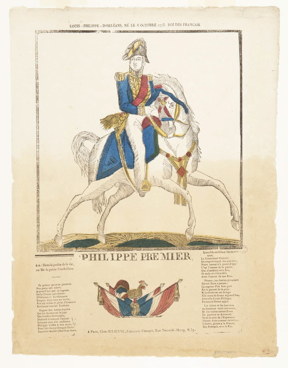 Julienne imagerie ancienne LOUIS-PHILIPPE-D'ORLEANS, NE LE 6 OCTOBRE 1773. ROI DES FRANCAIS.  PHILIPPE PREMIER Paris 1830-1835 1995.14.89 Photo Mucem