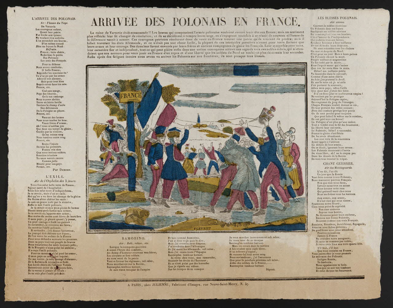 Fleuret ; Julienne imagerie ancienne ARRIVEE DES POLONAIS EN FRANCE. Paris 1832-1835 1995.14.98 Photo