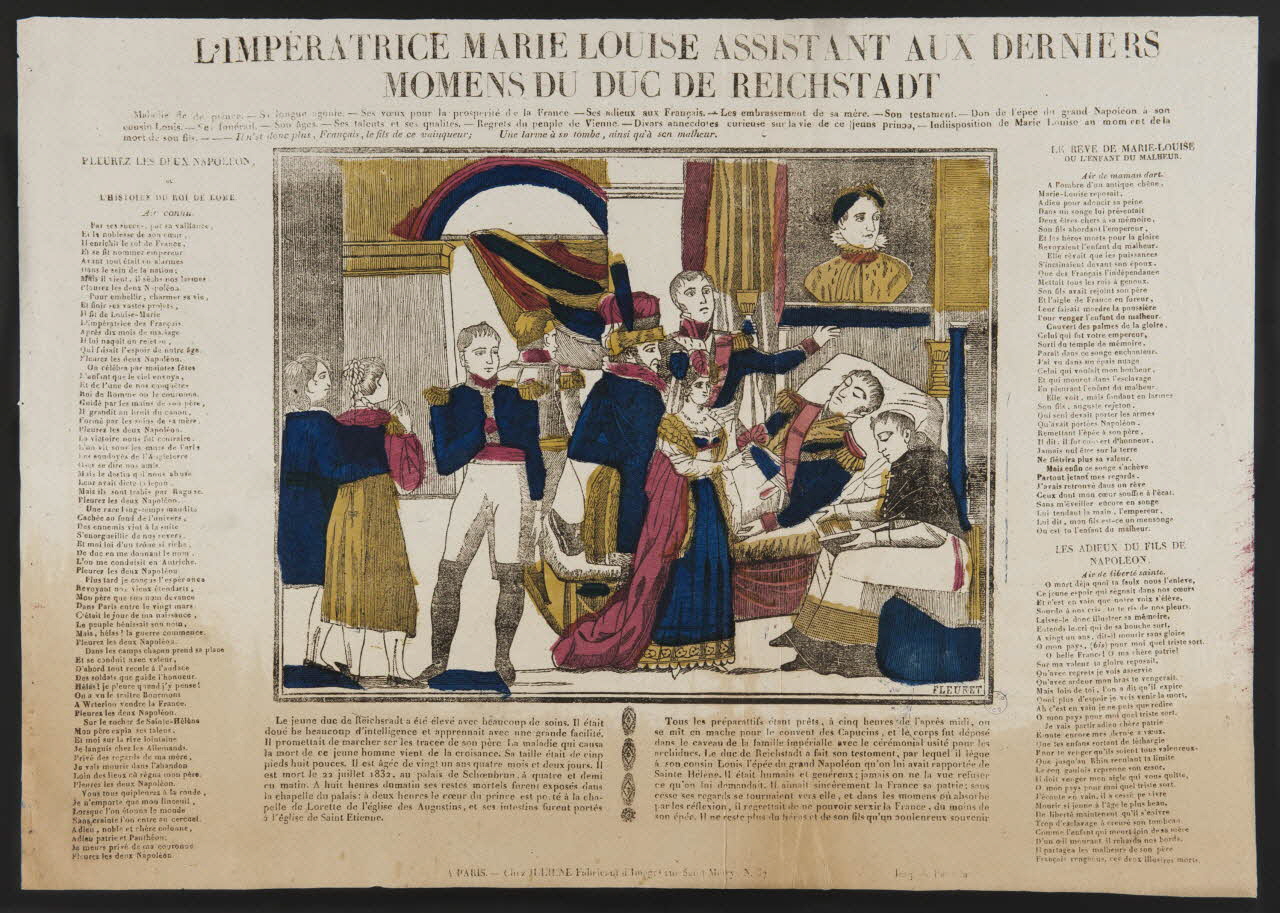 Fleuret ; Poussin ; Julienne imagerie ancienne L'IMPERATRICE MARIE LOUISE ASSISTANT AUX DERNIERS  MOMENS DU DUC DE REICHSTADT Paris 1832-1835 1995.14.99 Photo