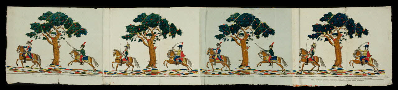 Hurez imagerie ancienne Pommiers avec cavaliers Cambrai 1810-1814 1995.5.1 Photo