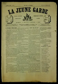 Gibello ; Dagé Louis ; Heymann S. ; Malvergne et Dubourg caricature LA JEUNE GARDE Paris 1877 1996.26.102  Photo
