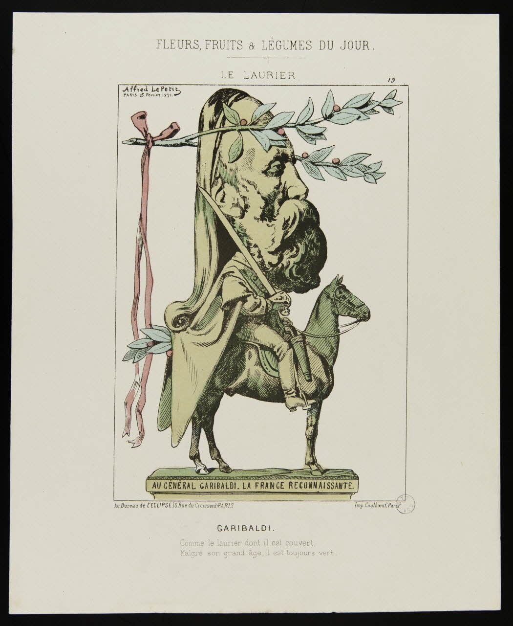 Alfred Le Petit ; Coulboeuf caricature GARIBALDI. France 1871 1996.26.11 Photo