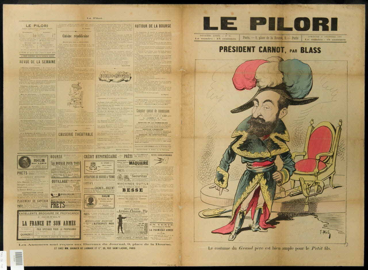 Blass J. ; Nolleau R. caricature LE PILORI  PRESIDENT CARNOT, PAR BLASS Paris 1887 1996.26.110 Photo