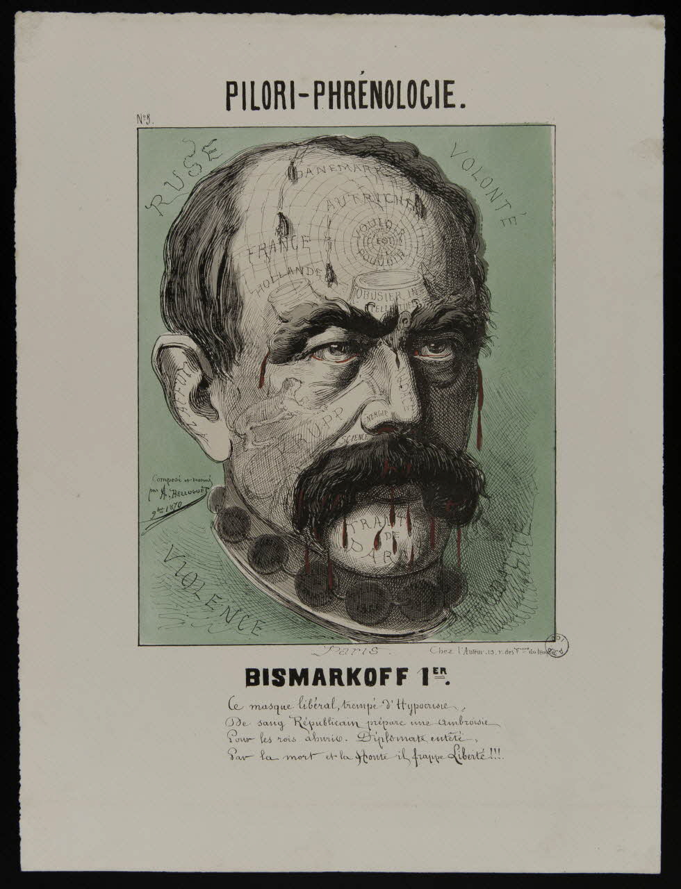 Belloguet A. caricature PILORI-PHRENOLOGIE  N° 5  BISMARKOFF 1ER. 1870 1996.26.15 Photo
