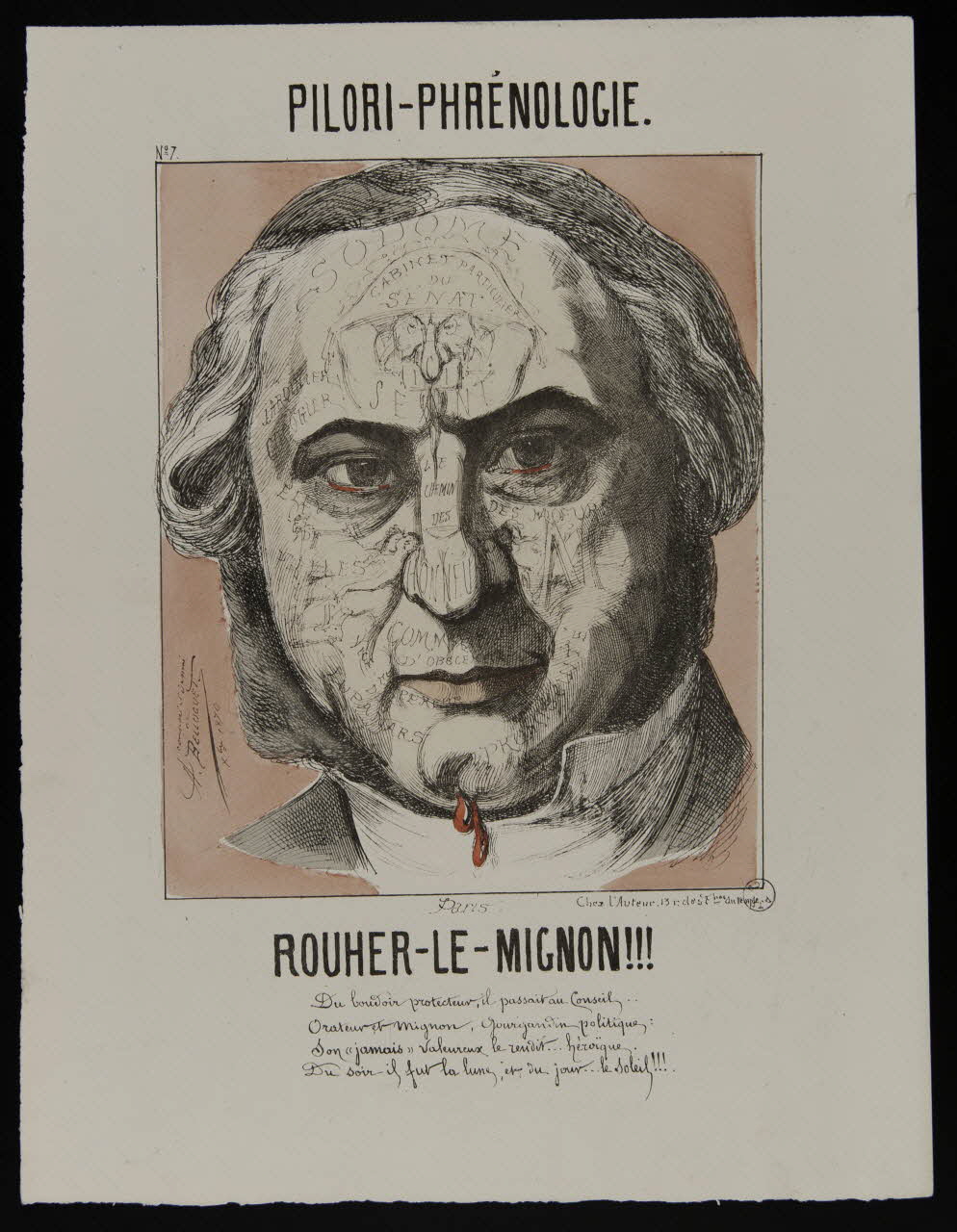 Belloguet A. caricature PILORI-PHRENOLOGIE.  N° 7  ROUHER-LE-MIGNON !!! Paris 1870 1996.26.17 Photo
