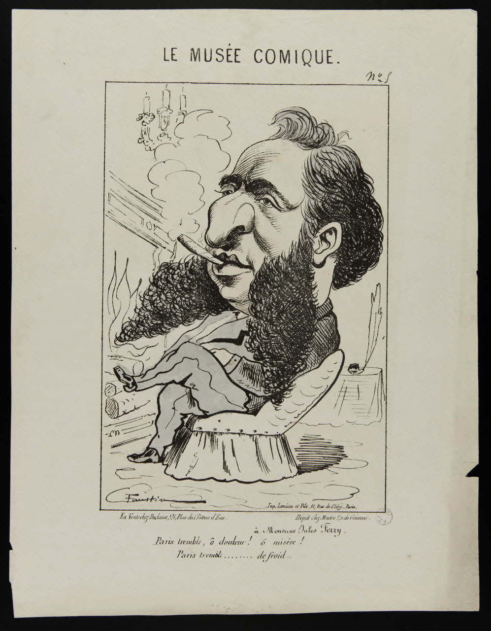 Faustin ; Lemaire ; Duclaux caricature LE MUSEE COMIQUE.  Paris tremble, ô douleur! ô misère!  Paris tremble......de froid. Paris 1870-1871 1996.26.28 Photo