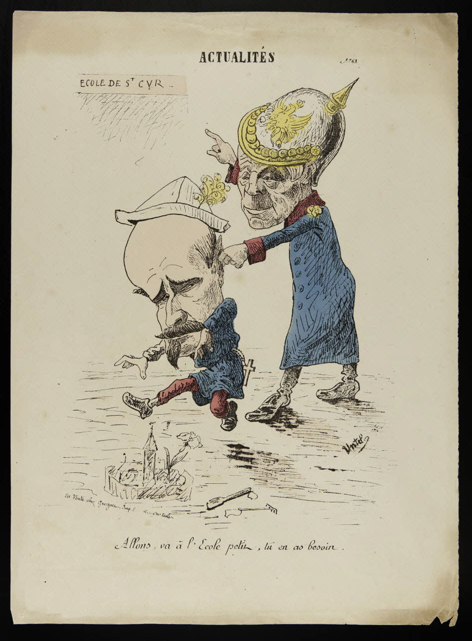 Untel ; Grognet caricature ACTUALITES  N° 63  Allons, va à l'Ecole petit, tu en as besoin. Paris 1870-1871 1996.26.29 Photo