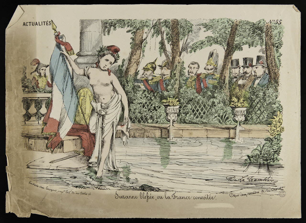 Tramblay de la ; Grognet ; Madre caricature ACTUALITES  N° 55  Suzanne blessée, ou la France convoitée. Paris 1870-1871 1996.26.33 Photo
