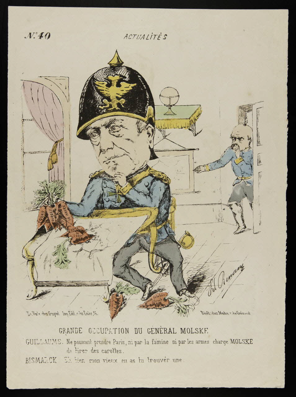Renard E. ; Grognet ; Madre caricature N° 40  ACTUALITES  GRANDE OCCUPATION DU GENERAL MOLSKE Paris 1870-1871 1996.26.41 Photo