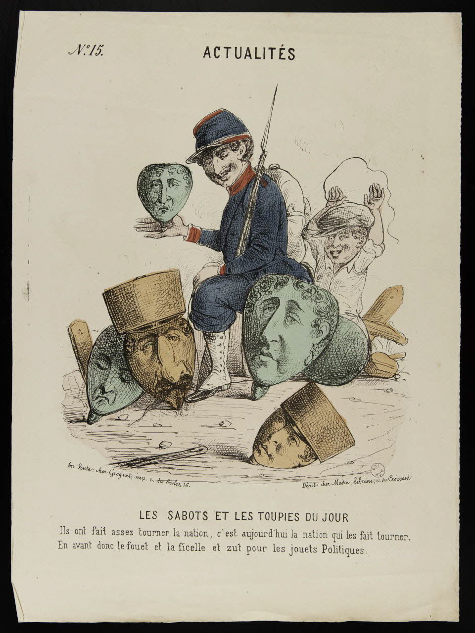 Grognet ; Madre caricature N° 15  ACTUALITES  LES SABOTS ET LES TOUPIES DU JOUR Paris 1870 1996.26.44 Photo