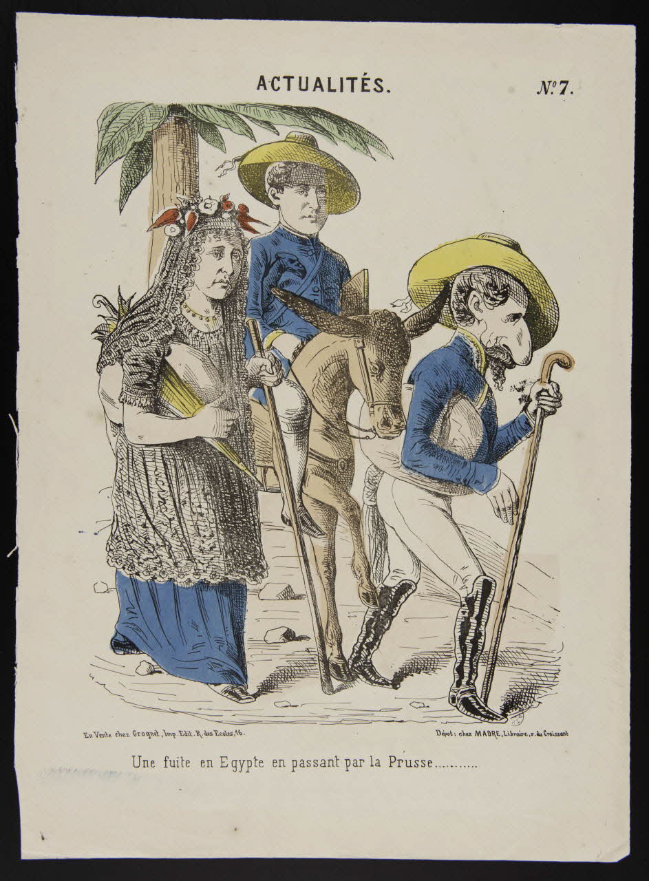 Grognet ; Madre caricature ACTUALITES.  N°. 7.  Une fuite en Egypte en passant par la Prusse....... Paris 1870-1871 1996.26.59 Photo