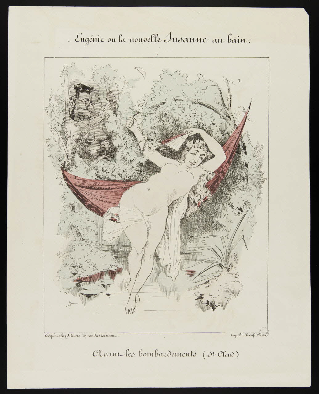Coulboeuf ; Madre caricature Eugénie ou la nouvelle Suzanne au bain  Avant les bombardements (St-Cloud) Paris 1870-1871 1996.26.62 Photo