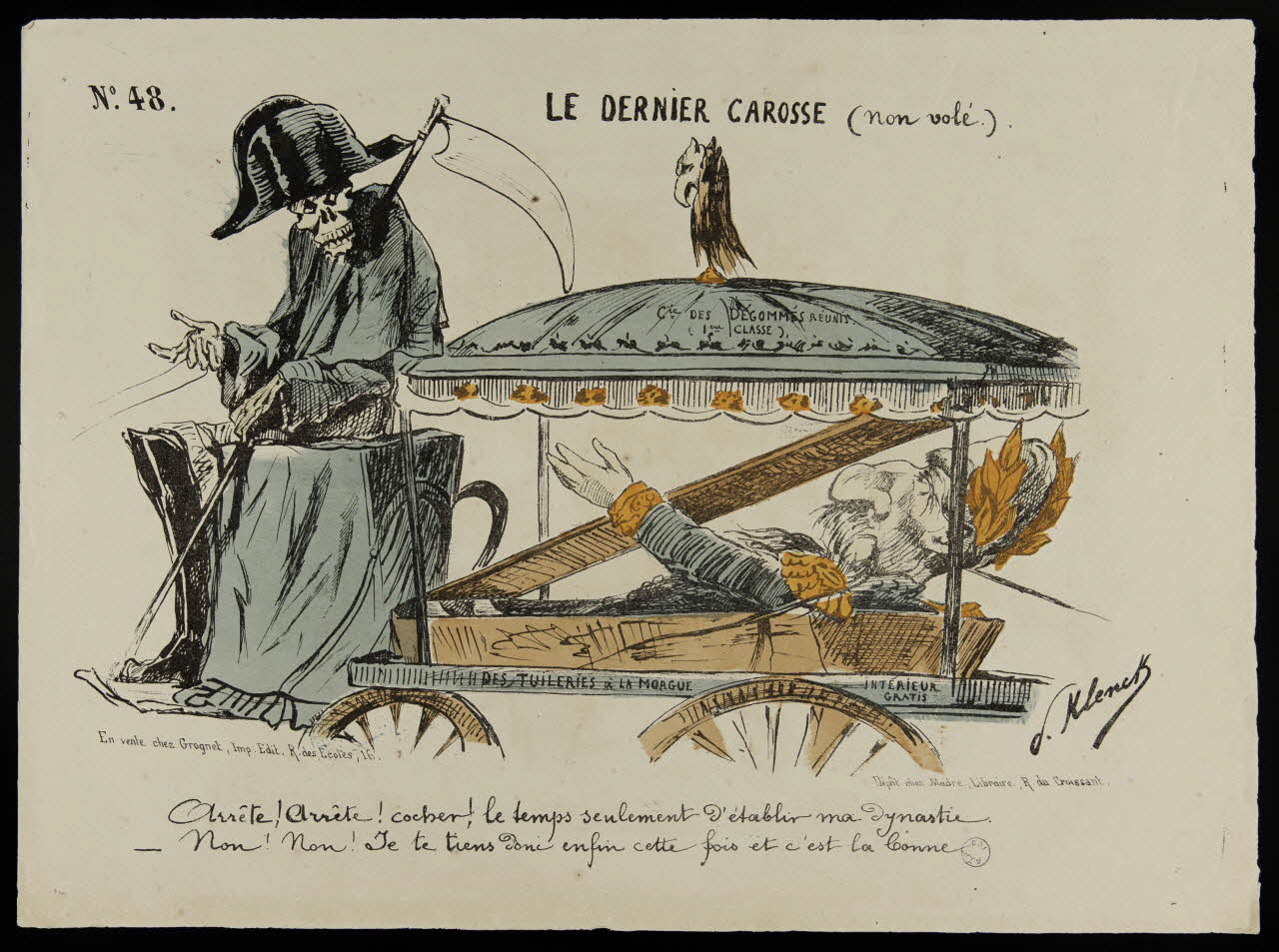 Klenck V. ; Grognet ; Madre caricature No 48  LE DERNIER CAROSSE (non volé) Paris 1873 1996.26.65 Photo