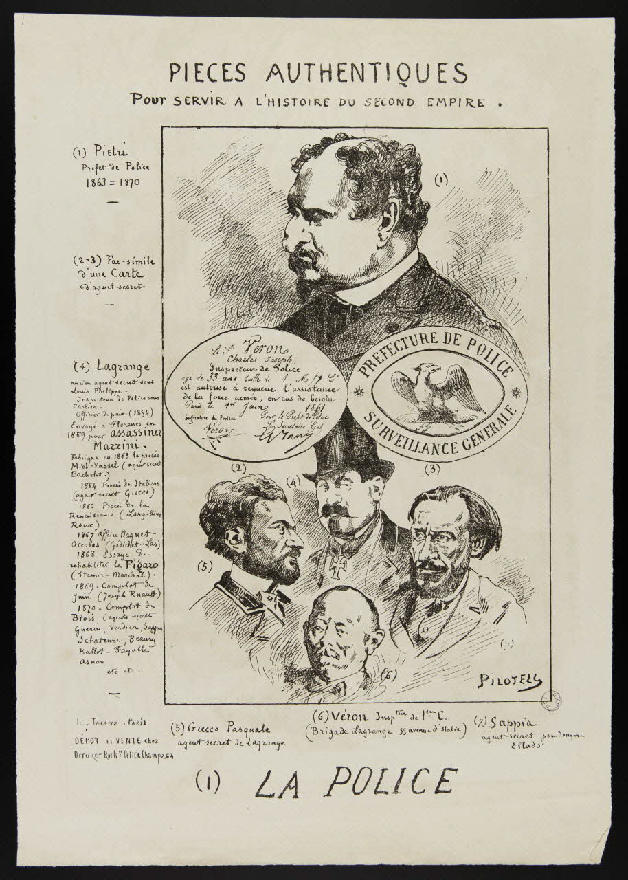 caricature PIECES AUTHENTIQUES  POUR SERVIR A L'HISTOIRE DU SECOND EMPIRE.  (I) LA POLICE 1870 1996.26.82 Photo