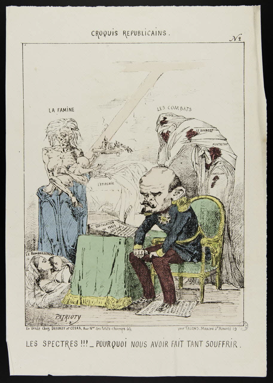 Patrioty ; Talons caricature CROQUIS REPUBLICAINS.  N 2  LES SPECTRES !!! - POURQUOI NOUS AVOIR FAIT TANT SOUFFRIR. Paris 1870-1871 1996.26.83 Photo