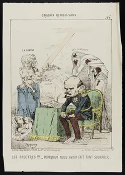 Patrioty ; Talons caricature CROQUIS REPUBLICAINS.  N 2  LES SPECTRES !!! - POURQUOI NOUS AVOIR FAIT TANT SOUFFRIR. Paris 1870-1871 1996.26.83 Photo