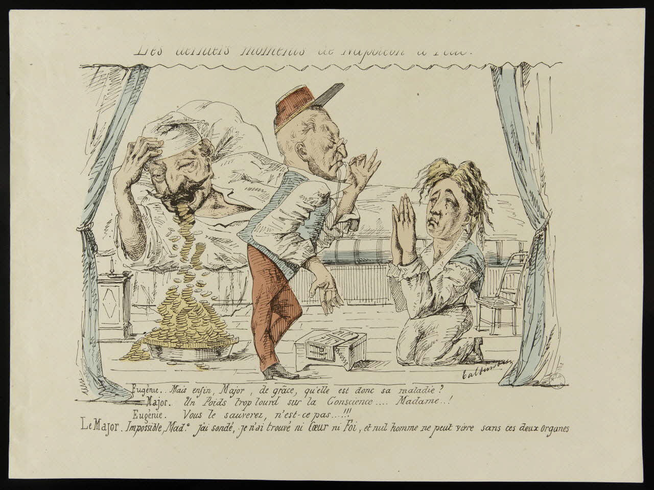 Calvimoux caricature Les derniers moments de Napoléon (illisible) 1870-1871 1996.26.84 Photo