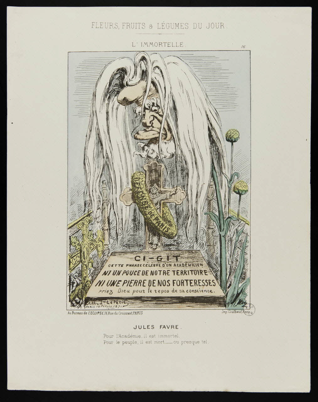 Alfred Le Petit ; Coulboeuf caricature JULES FAVRE. Paris 1871 1996.26.9 Photo
