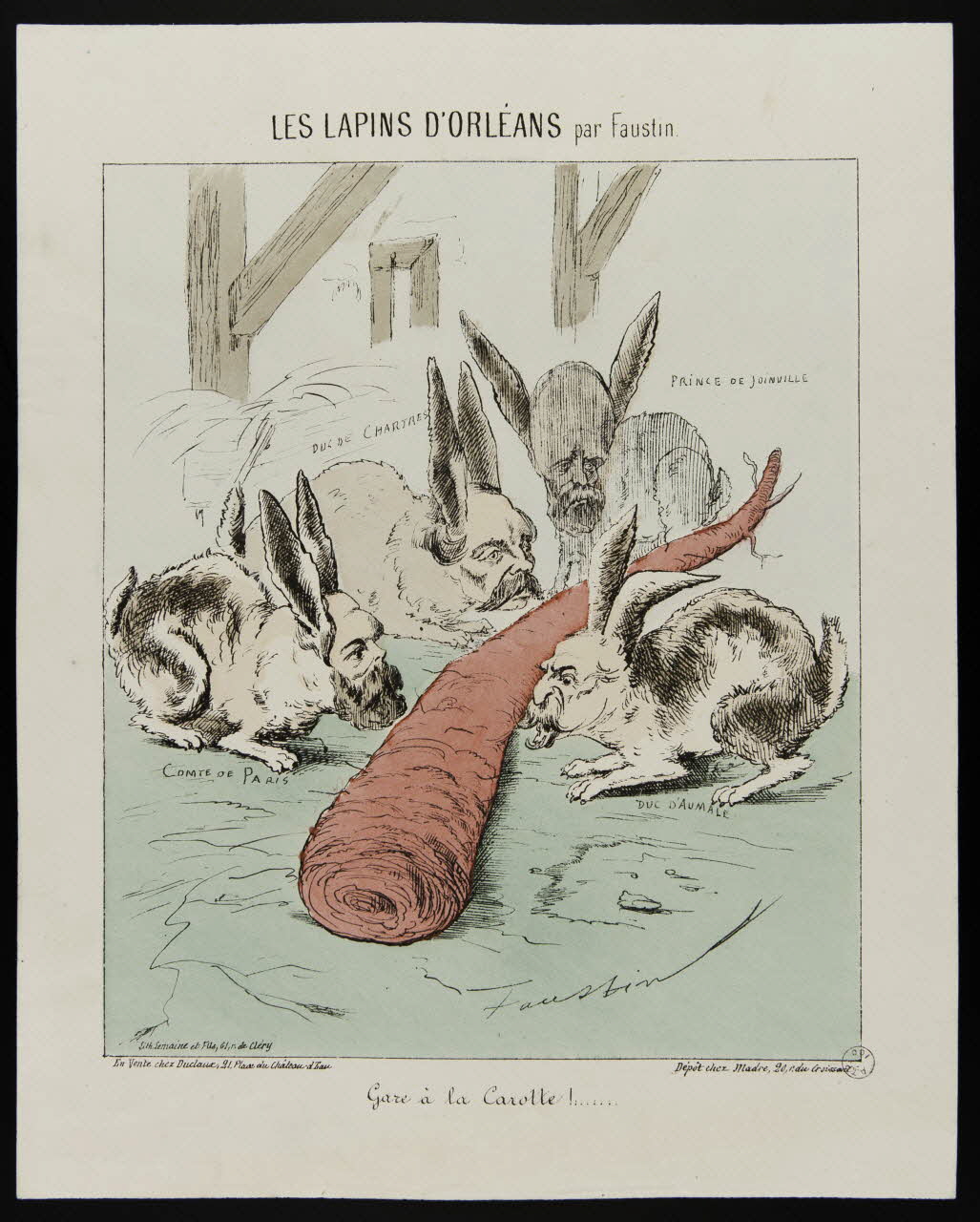 Faustin ; Lemaire ; Duclaux ; Madre caricature LES LAPINS D'ORLEANS par Faustin Paris 1871 1996.26.90 Photo