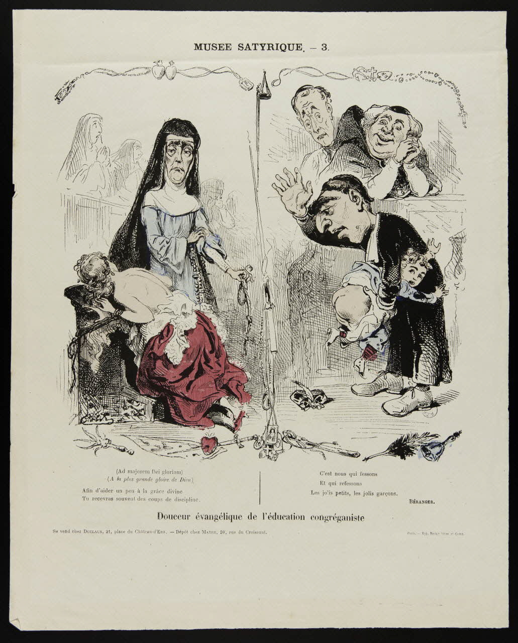 Duclaux ; Madre ; Rouge caricature MUSEE SATYRIQUE. - 3  Douceur évangélique de l'éducation congréganiste Paris 1871 1996.26.91 Photo