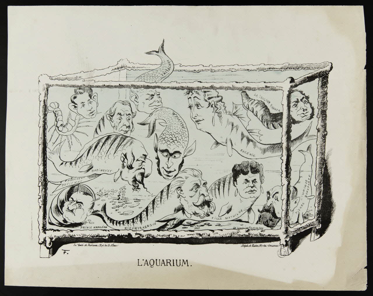 Lemaire ; Duclaux ; Madre caricature L'AQUARIUM. Paris 1871 1996.26.92 Photo