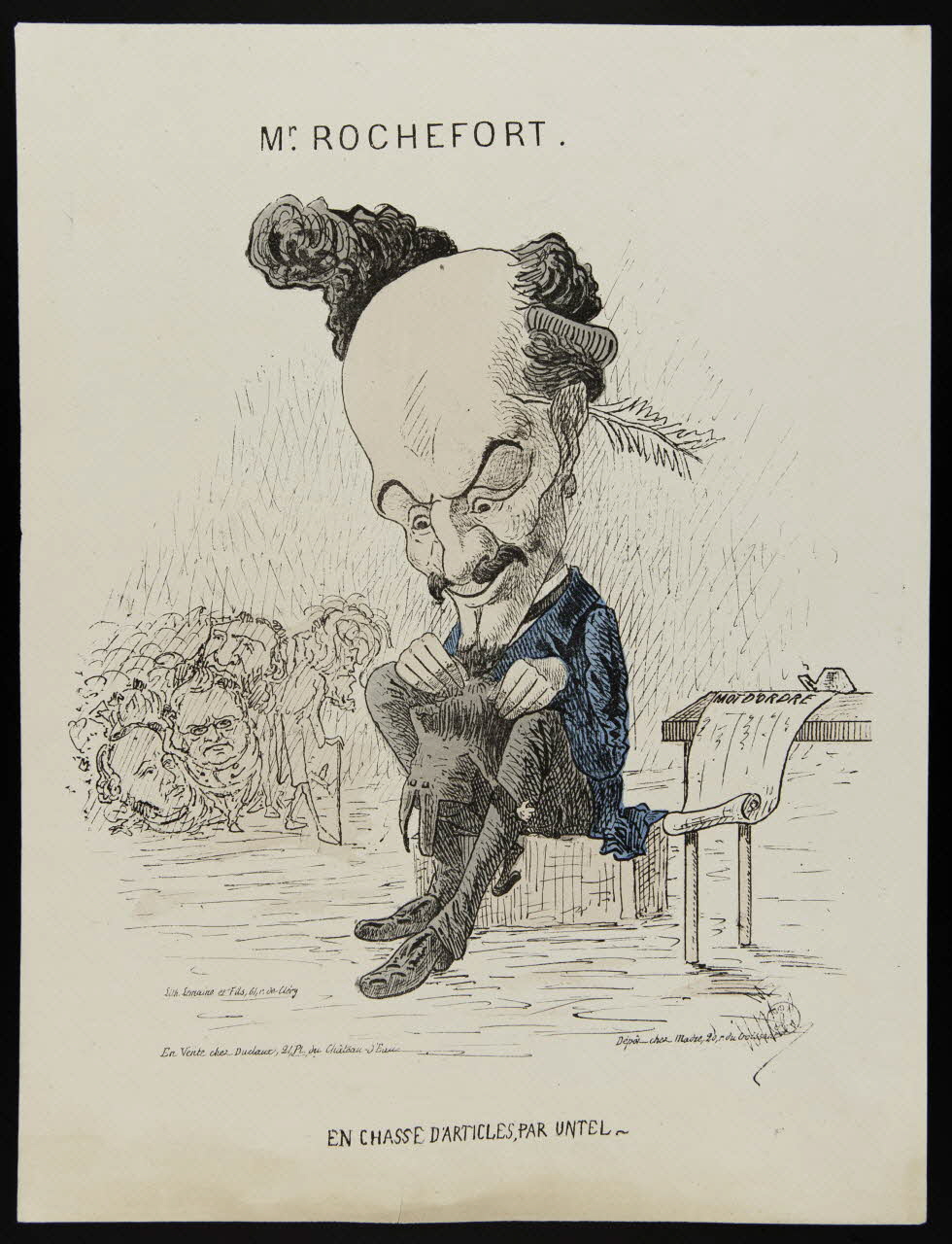 Untel ; Lemaire ; Duclaux ; Madre caricature Mr. ROCHEFORT.  EN CHASSE D'ARTICLES, PAR UNTEL. Paris 1871 1996.26.95 Photo