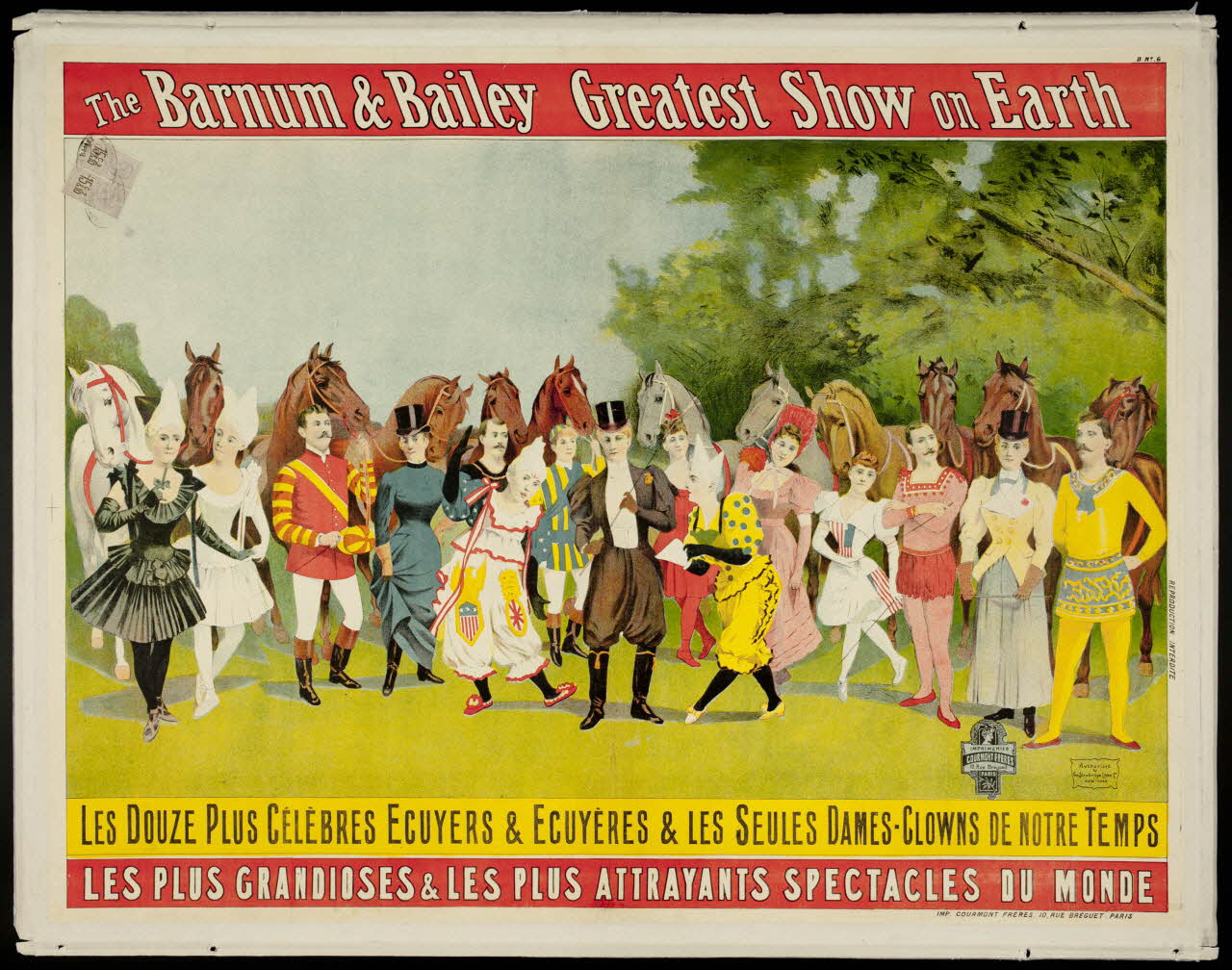 affiche The Barnum & Bailey Greatest Show on Earth  LES DOUZE PLUS CELEBRES ECUYERS & ECUYERES & LES SEULES DAMES-CLOWNS DE NOTRE TEMPS 1996.39.1 Photo