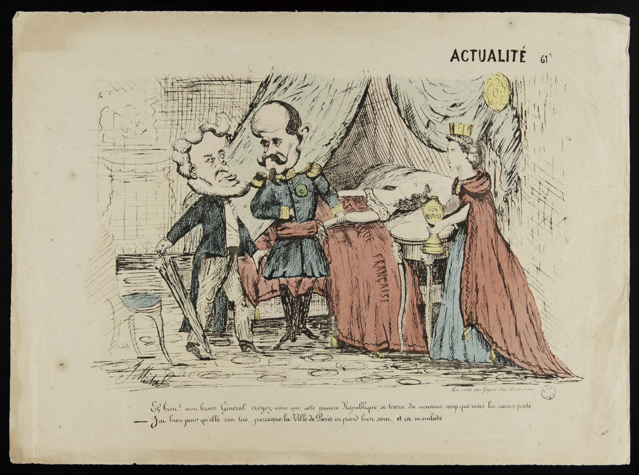 Michel J. ; Grognet caricature ACTUALITE 61 Paris 1871 1996.4.16 Photo
