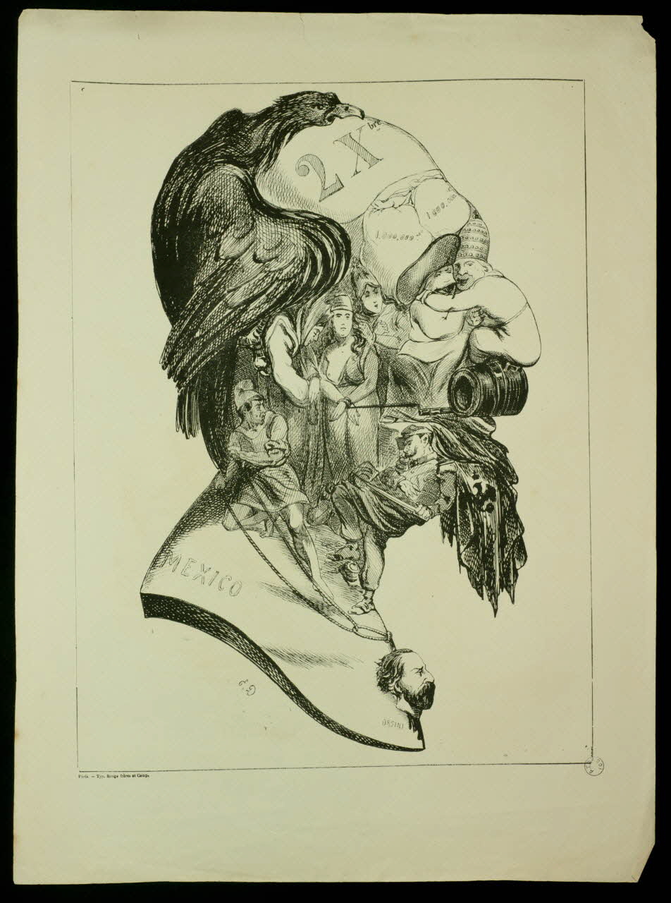 E.D. ; Rouge caricature Portrait composite de Napléon III Paris 1870 1996.4.2 Photo