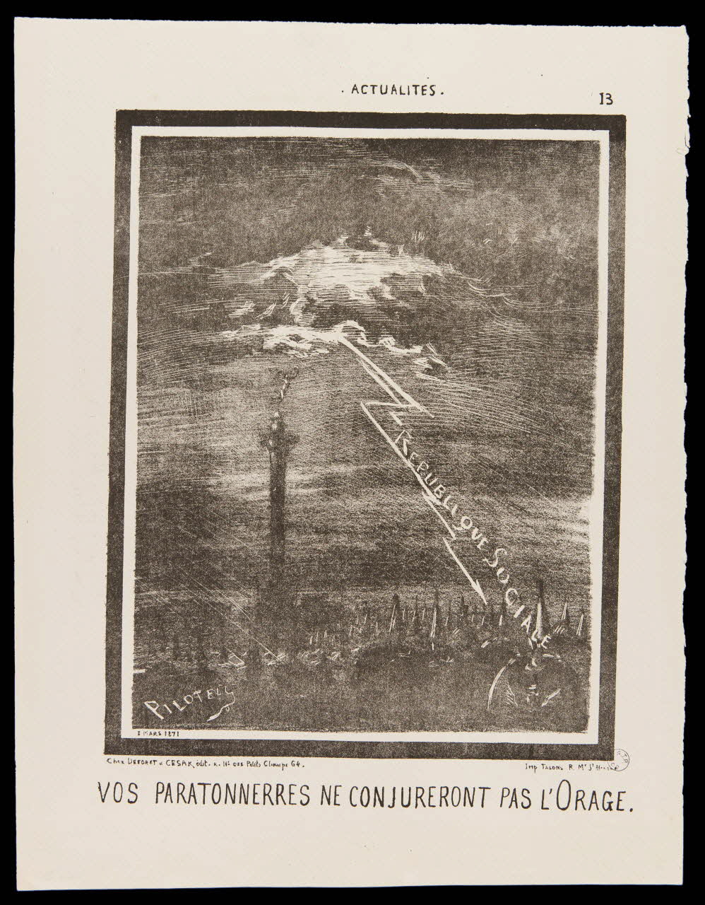 Pilotell ; Talons caricature ACTUALITES. 13 Paris 1871 1996.4.24 Photo