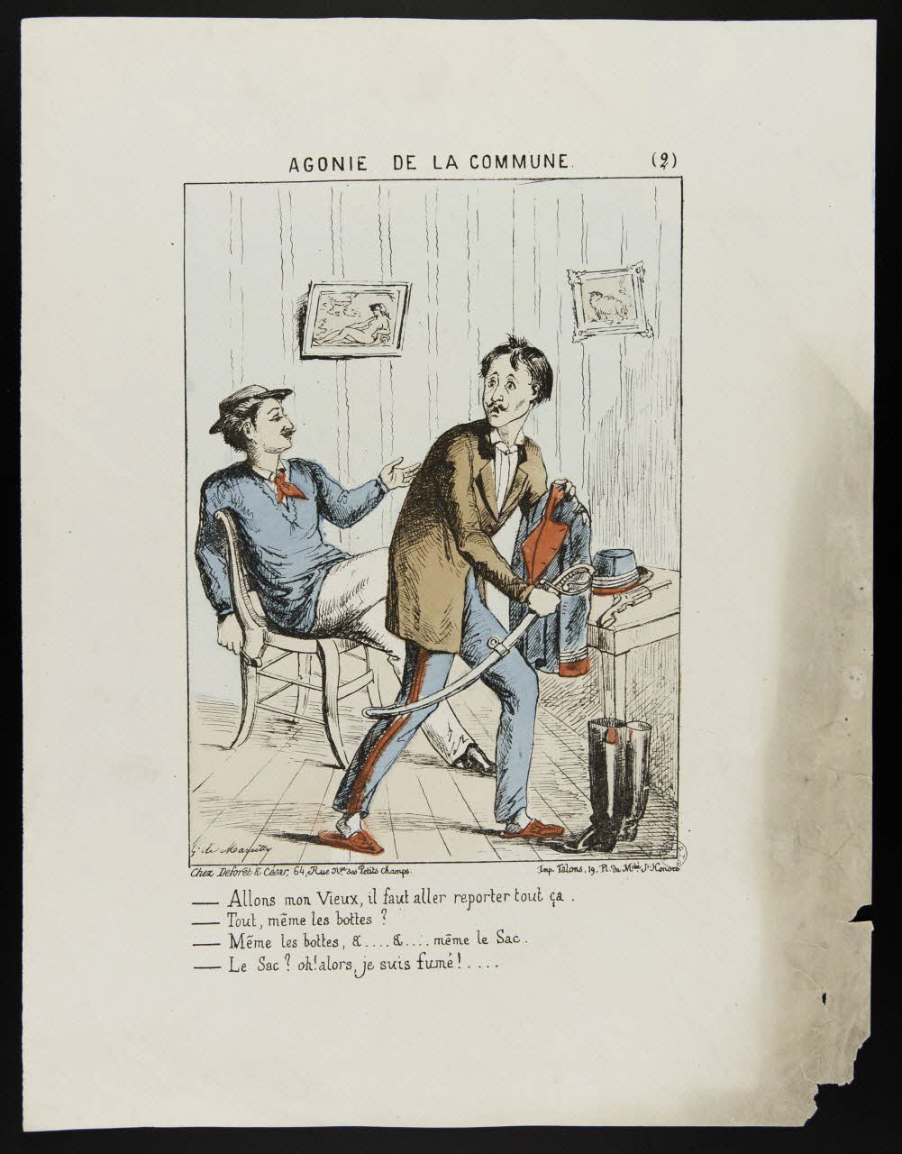 G. de Marcilly ; Talons caricature AGONIE DE LA COMMUNE. (2) France 1871 1996.4.35 Photo