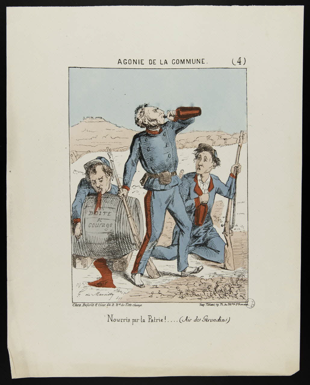 G. de Marcilly ; Talons caricature AGONIE DE LA COMMUNE. (4) Paris 1871 1996.4.37 Photo