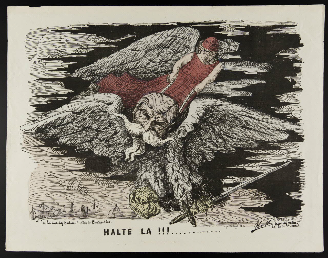 Kolbe ; Coulboeuf ; Duclaux ; Madre caricature HALTE LA !!! Paris 1870 1996.4.48 Photo