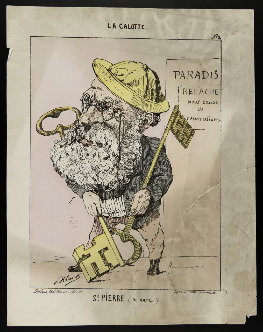 Klenck Paul ; Duclaux ; Madre caricature LA CALOTTE.  St. PIERRE (DE ROME.) Paris 1871 1996.4.52 Photo