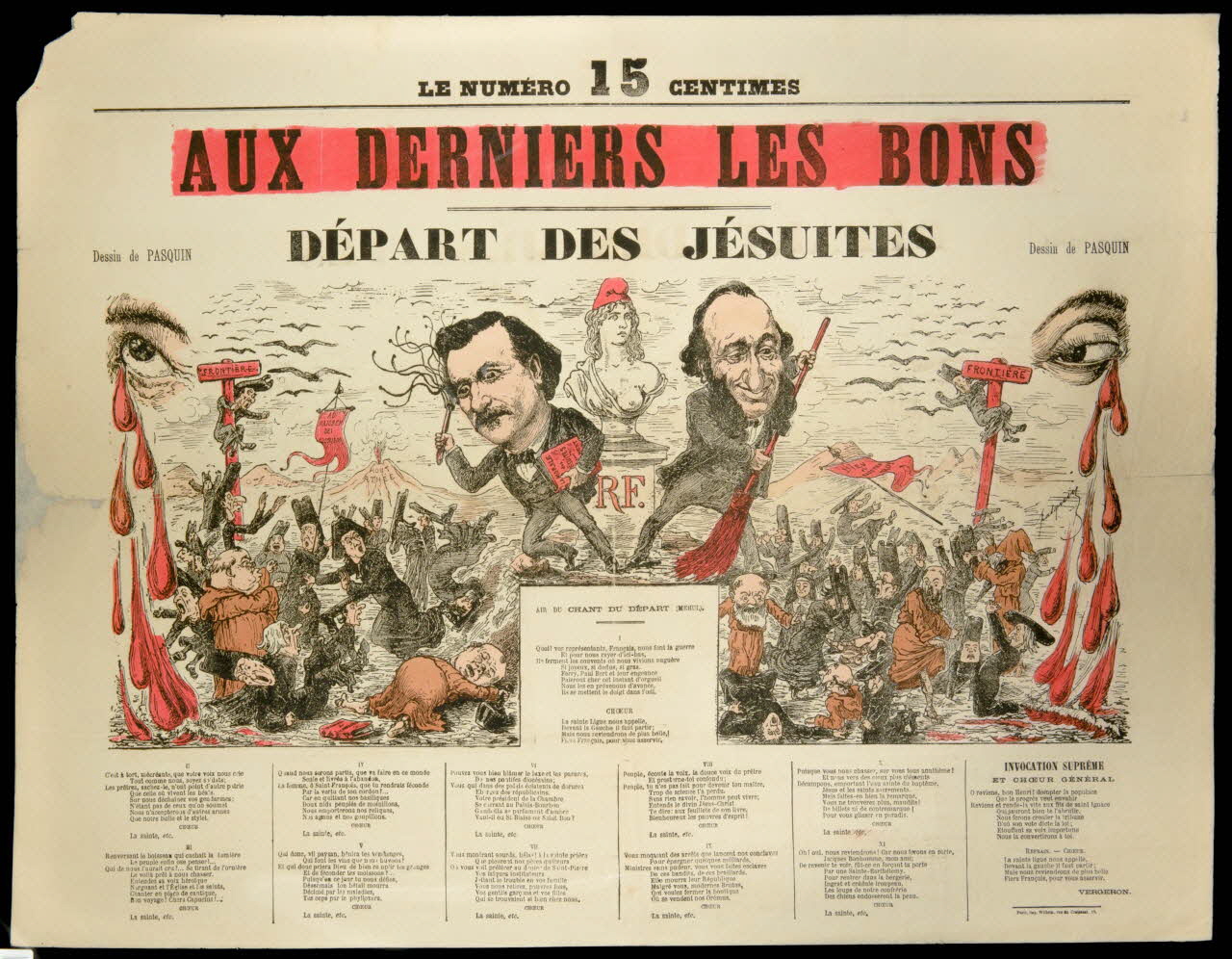 Pasquin ; Wilhem caricature AUX DERNIERS LES BONS  DEPART DES JESUITES Paris 1880 1996.4.55 Photo