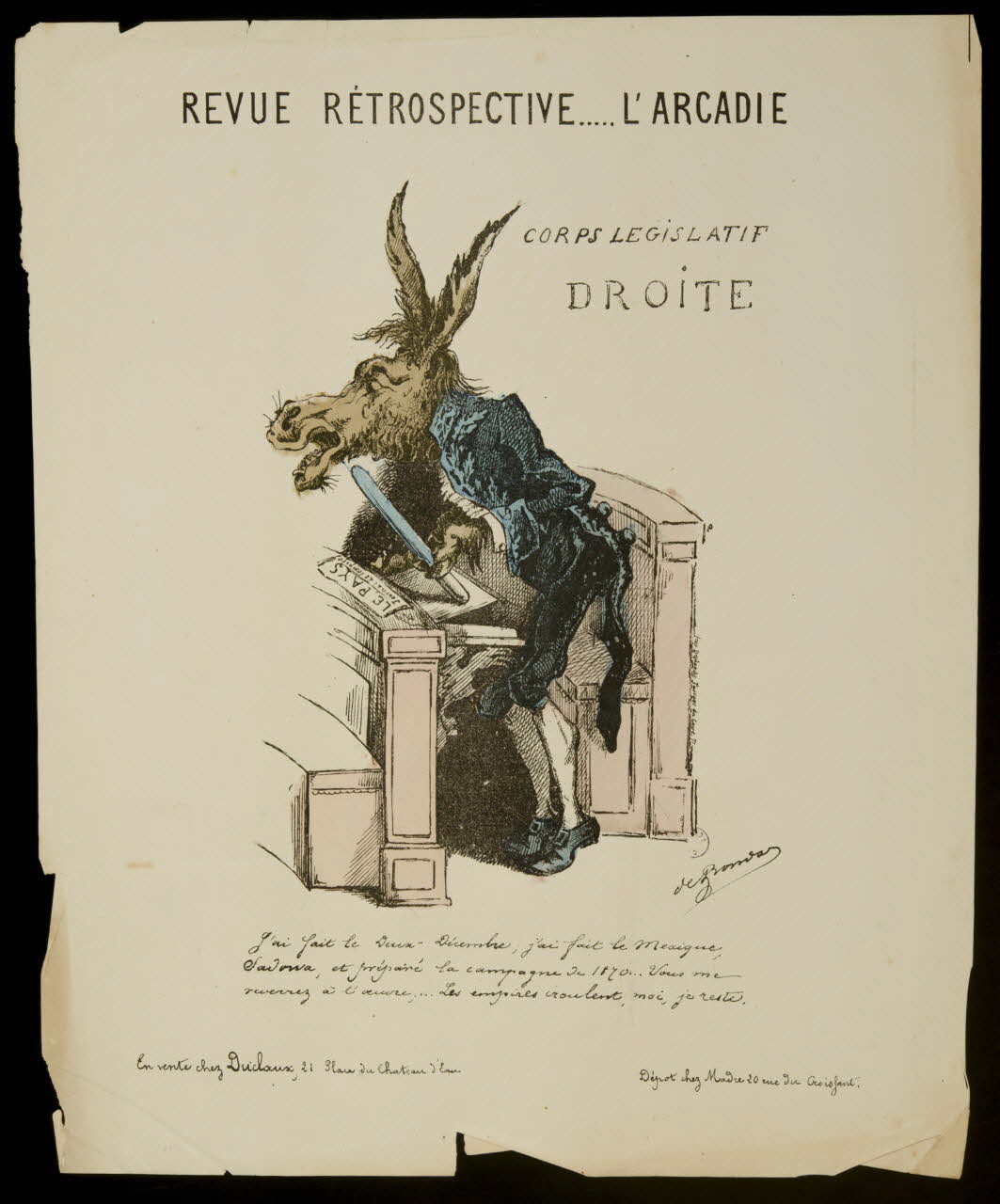 de Bonvas ; Duclaux ; Madre caricature REVUE RETROSPECTIVE ... L'ARCADIE  CORPS LEGISLATIF  DROITE Paris 1870 1996.4.6 Photo