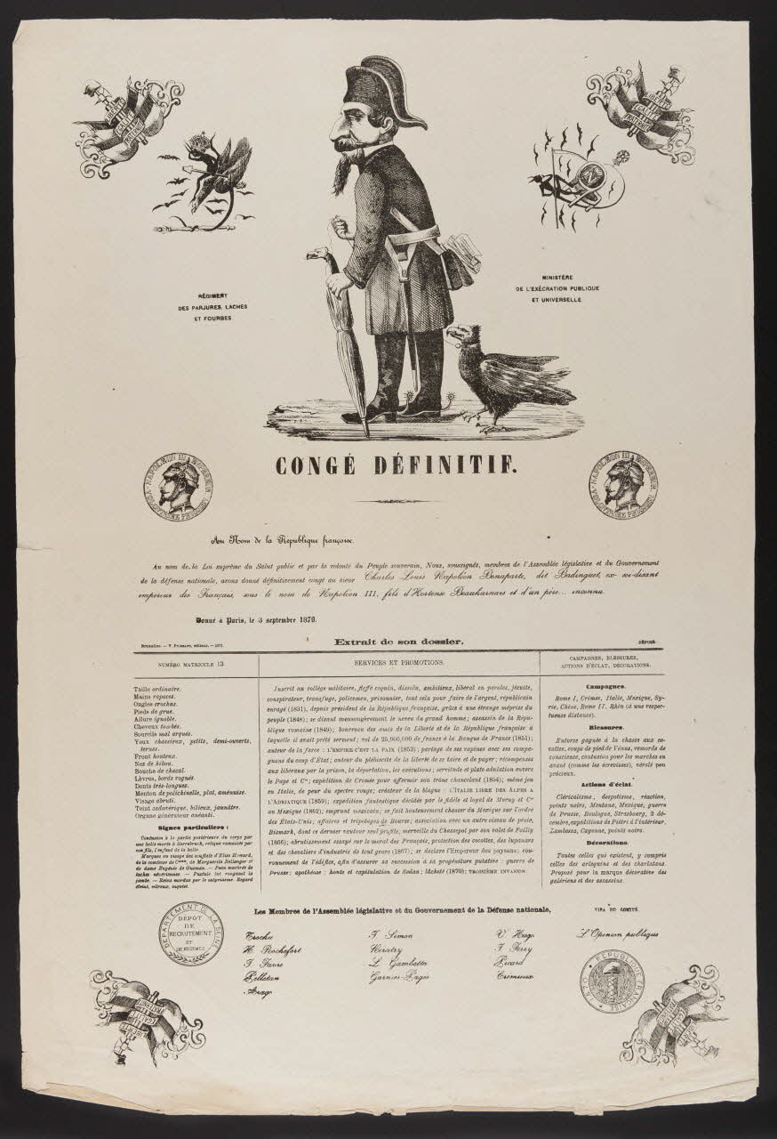 Puissant V. imagerie ancienne CONGE DEFINITIF Bruxelles 1870 1996.4.60 Photo