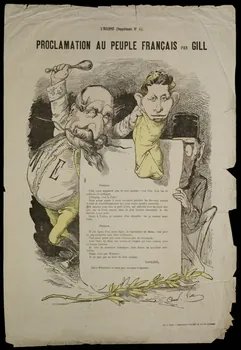 Gill And. ; Vallée caricature L'ECLIPSE (Supplément N°4) .  PROCLAMATION AU PEUPLE FRANCAIS PAR GILL Paris 1871 1996.4.63 Photo
