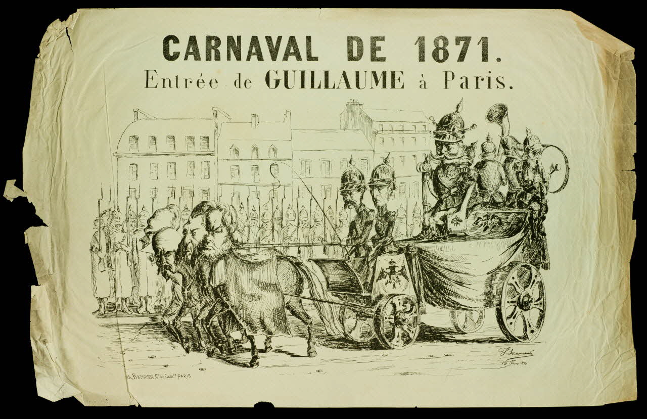 Broney ; Lithographie Barousse caricature CARNAVAL DE 1871.  Entrée de GUILLAUME à Paris. Paris 1871 1996.4.66 Photo