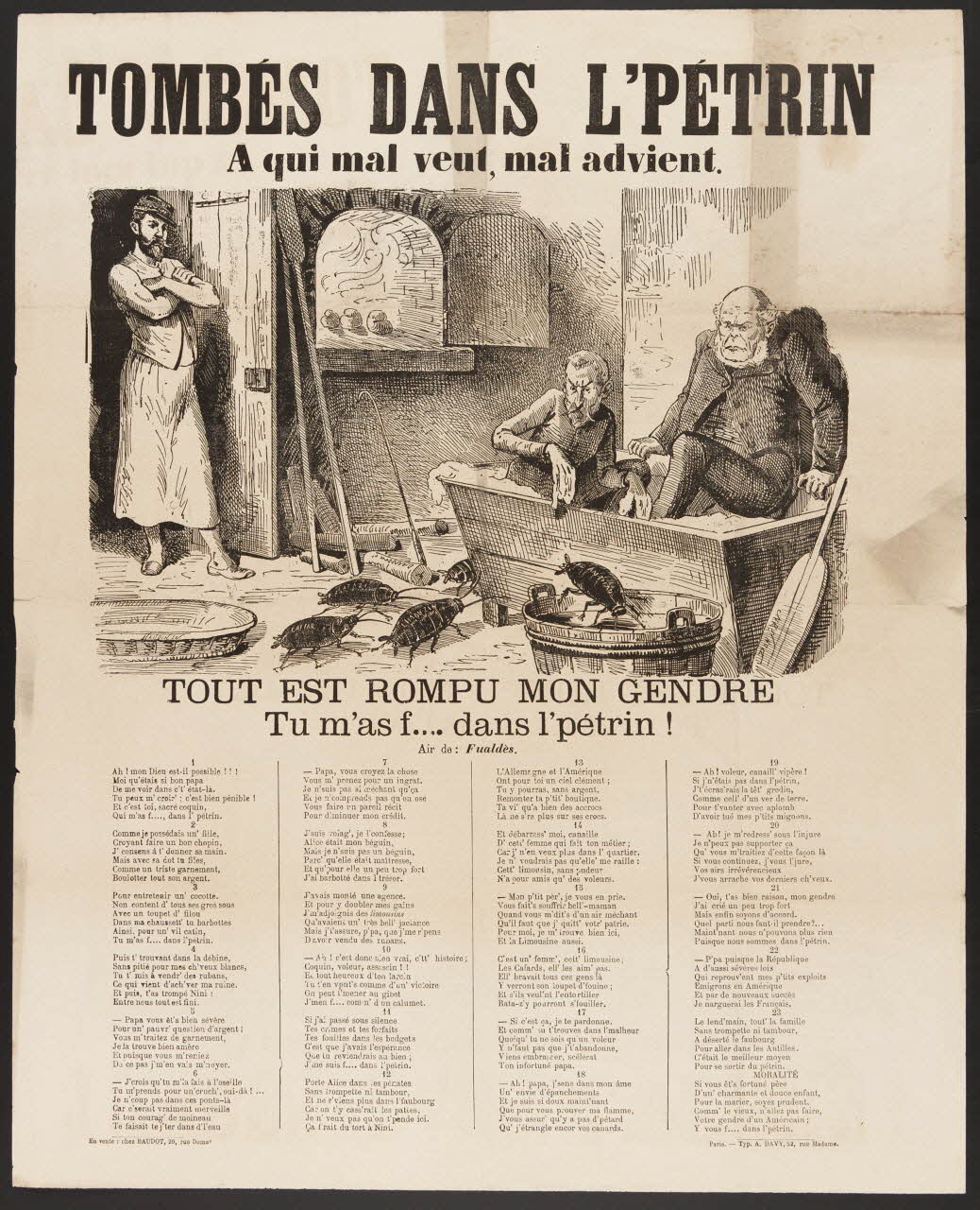 Naudin ; Davy A. caricature TOMBES DANS L'PETRIN  A qui mal veut, mal advient. Paris 1871 1996.4.67 Photo
