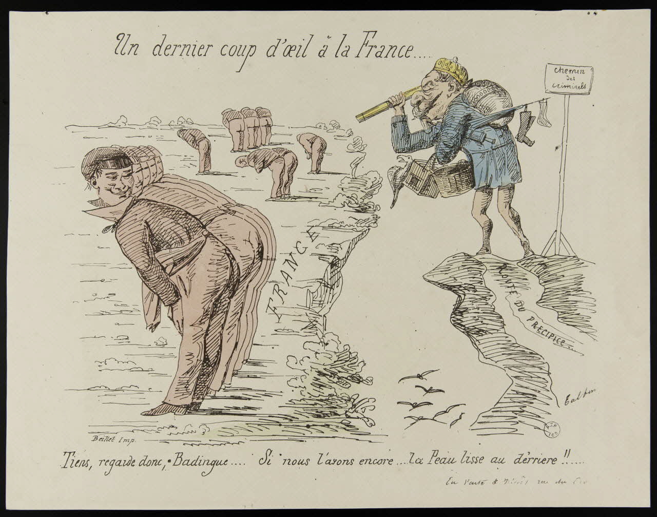 Talbin ; Beillet caricature Un dernier coup d'oeil à la France... Paris 1870 1996.4.9 Photo