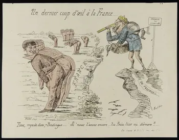 Talbin ; Beillet caricature Un dernier coup d'oeil à la France... Paris 1870 1996.4.9 Photo