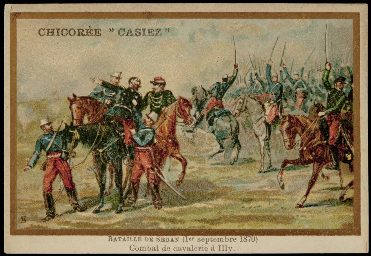 Germain G. ; Jehenne carte réclame BATAILLE DE SEDAN (1er septembre 1870)  Combat de cavalerie à Illy. Paris 1895 1996.40.1312.20 Photo