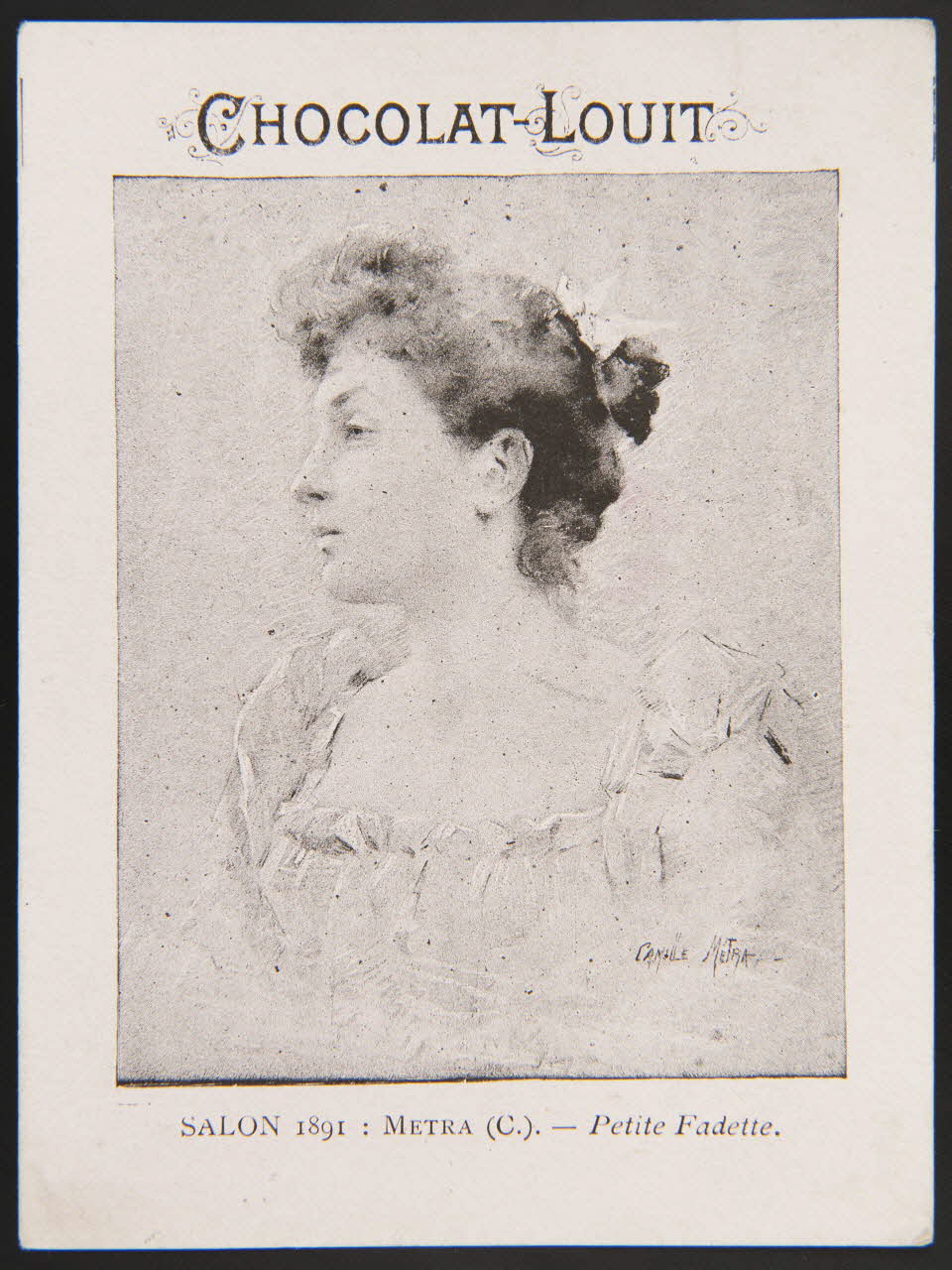 Metra Camille ; Emery carte réclame chromo Paris 1891 1996.40.1319.10 Photo