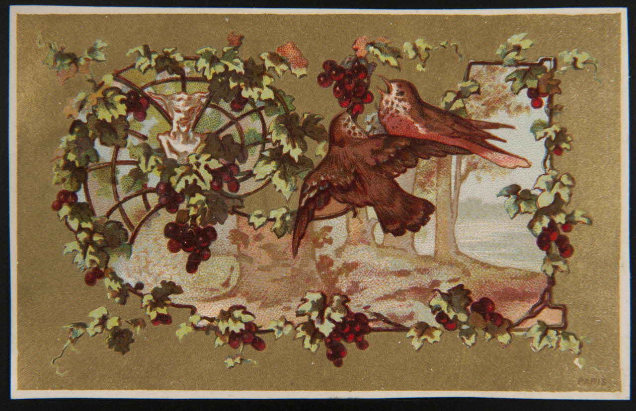 carte réclame Etourneaux sur fond de paysage 1996.40.1425.10 Photo