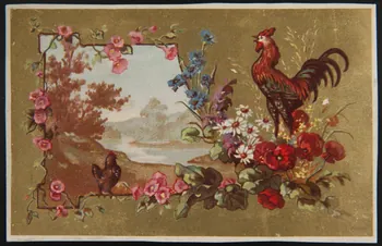 carte réclame Coq sur fond de paysage 1996.40.1425.11 Photo