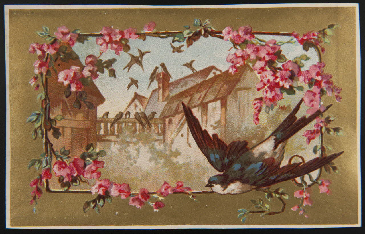 carte réclame Hirondelles sur des toits 1996.40.1425.9 Photo